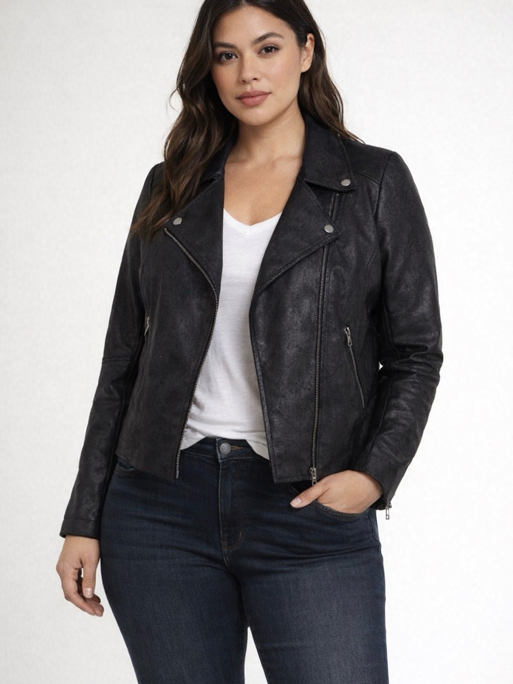 Philosophy Black Faux Leather Moto Jacket size M